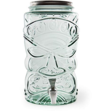 Excelsa Tiki Dispenser Bevande con Rubinetto, Vetro Ricicalto, 6 Litri