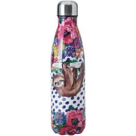 Mikasa Wild at Heart, Bottiglia de Acqua, 500ml, Bottiglia de Acciaio Inox Riutilizzabile con Isolamento e Coperchio de Tappo a Vite per Pendolarismo, Scuola o la Palestra, Stampa de Orso Pigro.
