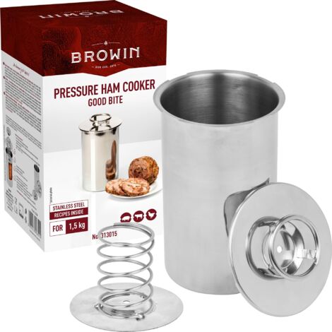 MultiDepot Browin 313015 Bollitore prosciutto, pentola a pressione per prosciutto bollitore 1,5 kg - ham maker, acciaio inossidabile