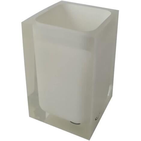 Gedy Bianco Auckland Bagno, Misure e Peso: 11X7,2X7,2 CM & 0,29 kg, Portaspazzolini in Resina Trasparente di Alta qualità, Design R&S, Fatto a Mano, 2 Anni di Garanzia, Unica (1/5)