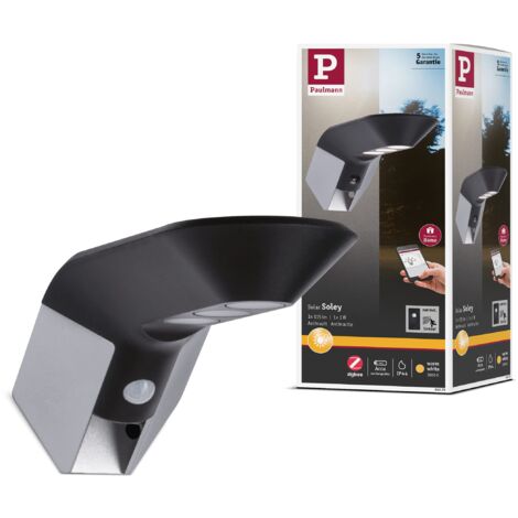 Paulmann 94312 Plug & Shine LED apparecchio per esterni bollard Plate incl. 1 lampada da 6,1 Watt dimmerabile IP44 antracite illuminazione da giardino plastica bianco caldo 3000 K