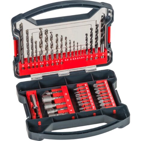 kwb Power-Box Set di punte e trapani da 41 pezzi, composto da punte, bussole, trapani per muratura, trapani per legno e trapani per metallo in una robusta scatola con maniglia di trasporto (1/5)