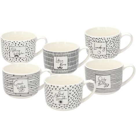 Tognana Mood, Set 6 tazze colazione, 450 cc, New Bone China, nero (1/2)