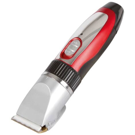 CLIPSTER Kerbl 18265 Sonic - Tosatrice a Batteria con Accessori, Colore: Rosso, Argento