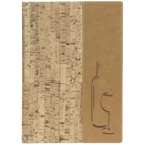 SECURIT - Carta Dei Vini Linea Design - Per Caffè, Ristoranti, Bar - Formato A4 - Similpelle - 1 Doppio Inserto 4 Pagine Incluso - Stile Cork - Colore Beige