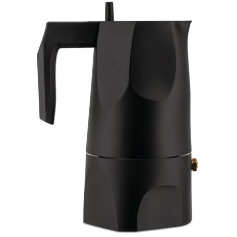 Alessi Ossidiana MT18/3 B - Caffettiera Espresso Design, in Fusione di Alluminio, 3 Tazze