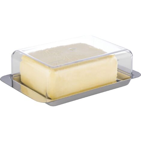 APS Fridge Butter Dish - Piatto per Il Burro in Acciaio Inossidabile di Alta qualità Made in Germany - Resistente e antiruggine 16 x 9,5 x 5,5cm, Non Lavabile in lavastoviglie (1/4)