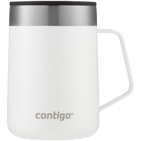 Contigo Streeterville Desk Mug, Tazza da caffè Isolata con Impugnatura in Acciaio Inox, Tazza Coffee To Go con Coperchio, Mantiene Caldi caffè e tè Fino a 5 Ore, Ottimale per Ufficio e Casa, 410 ml (1/4)