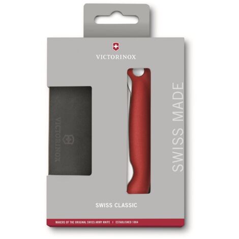 Victorinox Swiss Classic, set di coltelli professionali, 2 pezzi, lama extra affilata, lama seghettata, 11 cm, manico in plastica, acciaio inossidabile, rosso (1/4)