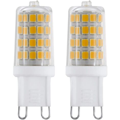 Eglo LED G9 set di 2 lampadine con base a perno, 2 lampade ciascuna da 3 Watt (equivalente a 30 Watt), 320 Lumen, lampada a pannocchia bianca neutra, 4000k, Ø 1,6 cm
