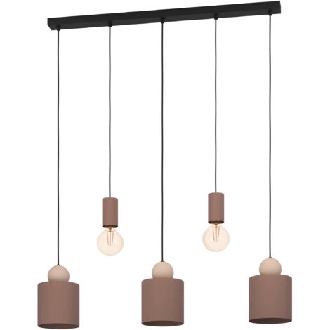 Eglo lampada a sospensione Gazzola, lampada sospesa a 5 luci, illuminazione per soggiorno e sala da pranzo in metallo nei colori moka e sabbia, attacco lampadina E27 (1/4)