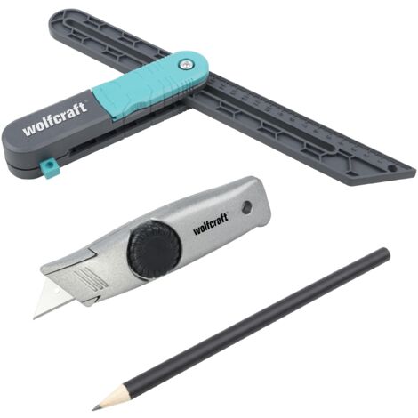 wolfcraft Set per la posa di pavimenti in vinile, 3 pz. I 6978000 I Per la posa precisa di pavimenti in vinile con spessore massimo di 6 mm (1/5)