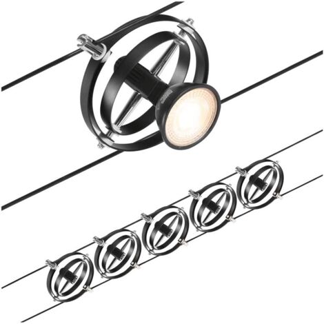 Paulmann CorDuo, sistema di cavi per faretti, 94440, set Cardan, massima CC 5 pezzi da 10 Watt l’uno, estensibile, nero, opaco, cavi in plastica, GU 5,3, senza lampadine