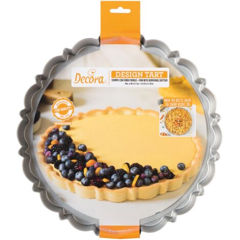 Moule à Tarte Rond Decora Avec Fond Amovible – 28 X 3 Cm – Acier Antiadhésif – Démoulage Facile – Design Breveté