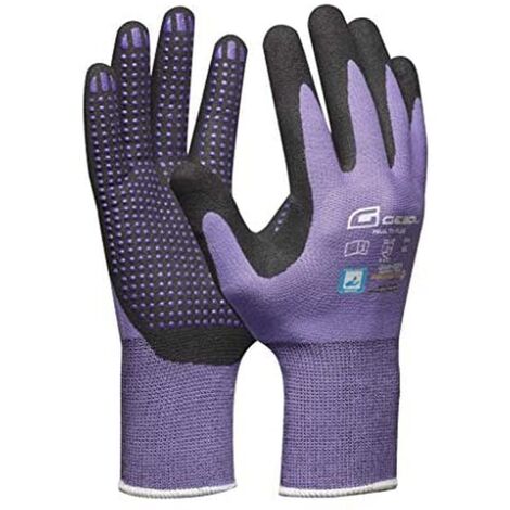 Gebol Multi Flex Lady  Guanti da lavoro con rivestimento in nitrile e gommini  Guanti in nitrile dermatologicamente testati  Guanti da giardinaggio con grip per donna  Taglia XS (Gr 6)  Lilla  1 (1/4)