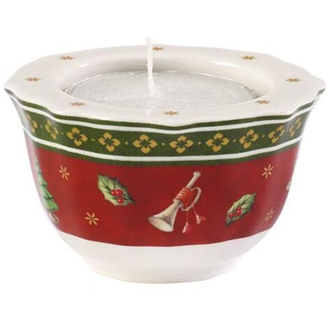Villeroy & Boch - Toy's Delight Portacandeline Bianco,Rosso, Decorazione Natalizie, Decorazioni, Porcellana Premium,Cera (1/2)