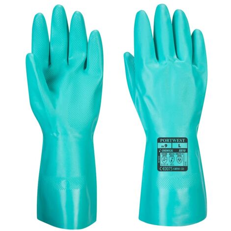 Portwest A810GNRXL Guanto Protezione Chimica in Nitrile, Verde, XL
