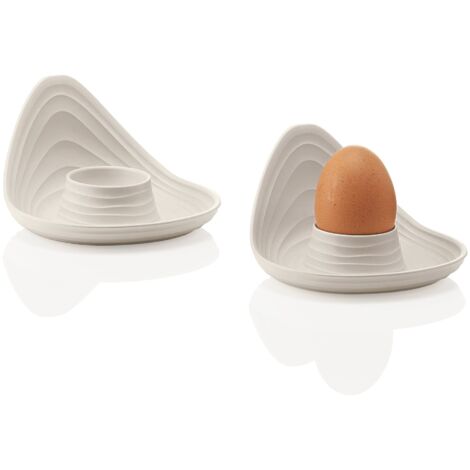 Guzzini - Tierra, Set di 2 Portauova in Plastica Riciclata - Bianco Latte, 12,3x12xh7,3 cm - 196300156 (1/4)