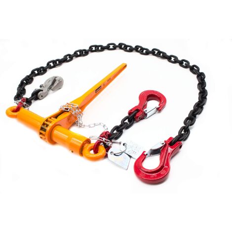 Dolezych Catena di ancoraggio di grado 80 con raccoglitore a cricchetto Dora, 2 ganci a forcella, catena da 10 mm, capacità di ancoraggio diretto = 6300 dan, lunghezza 3,50 m (1/4)