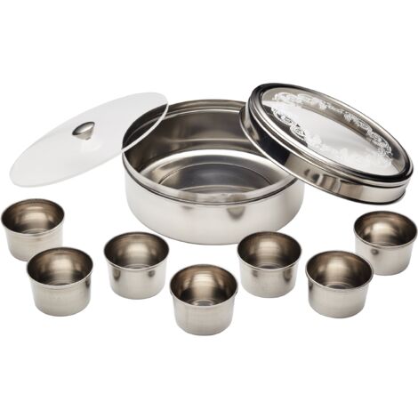 KitchenCraft World of Flavours Masala Dabba Set portaspezie con 7 contenitori e doppio coperchio (1/4)
