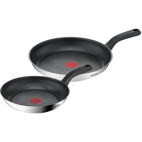 Tefal Comfort Max-Set di 2 padelle in Acciaio Inox, 24 cm e 28 cm Pentole, Inossidabile, Nero (1/4)
