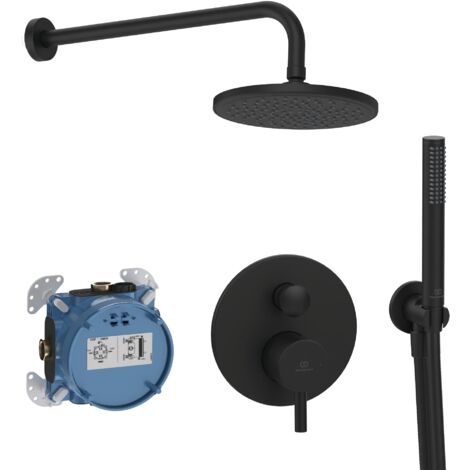 Ideal Standard - Ceraline, Kit doccia con miscelatore monocomando e doccetta, Nero seta