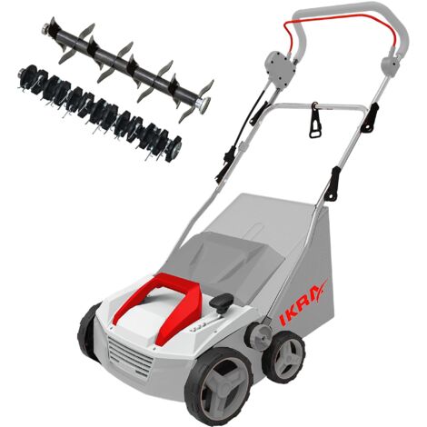 IKRA scarificatore arieggiatore elettrico IEVL 1838, cesto di raccolta 40l, larghezza 38cm, profondità di lavoro regolabile, 1800W