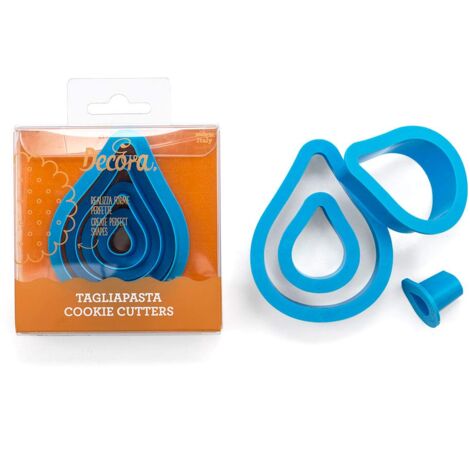 Decora 0255311 Set 4 Tagliapasta Goccia, In Plastica, Il Kit Ideale per Creare Decorazioni in Pasta di Zucchero o di Gomma, Made in Italy, Design originale. Confezione da 4 pezzi. (1/4)
