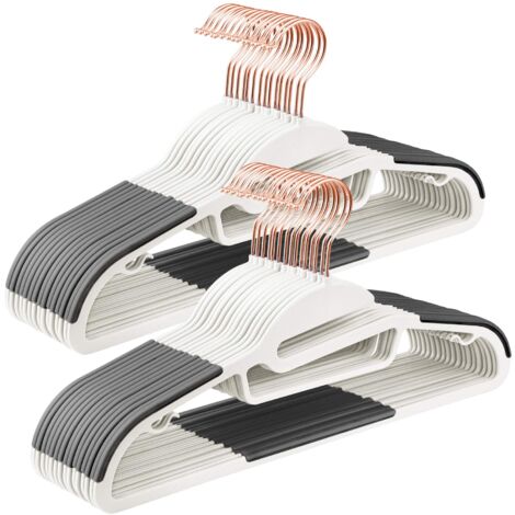 SONGMICS Set di 30 Grucce in Plastica, Grucce con Apertura a Forma di S, Antiscivolo e Salvaspazio, Spesse 0.5 cm, Lunghe 41.5 cm, Gancio Girevole a 360° di Color Oro Rosa, Bianco e Grigio CRP043W01 (1/5)