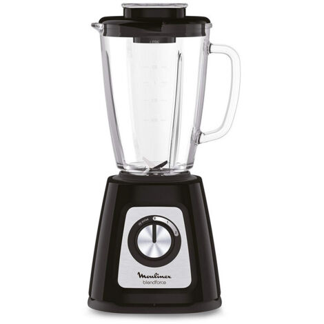 Moulinex Blendforce Frullatore, Sistema di Raffreddamento ad Aria, Potenza 800W, Tecnologia Smart Lock, Capacità 1.75Litri, Frullatore con Vaso in Vetro, 2 Velocità e Funzione a Impulsi, LM4308
