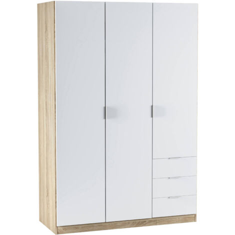 Guardaroba 3 Ante - Armadio Camera da Letto Bianco 52x121 cm