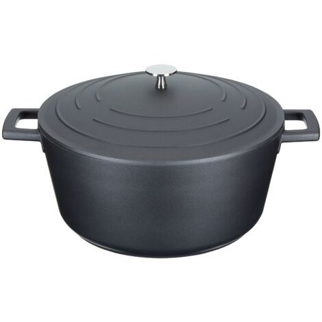 Master Class Casseruola con Coperchio, Media 5L/28cm, Leggera in Alluminio Fuso, Sicura per Forno e Piano Cottura a Induzione, Nero (1/4)