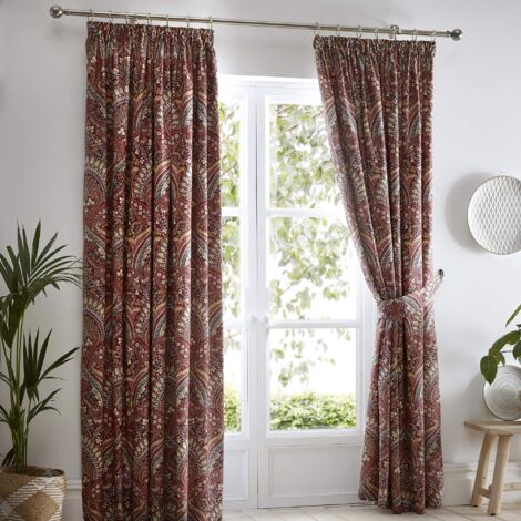 Dreams & Drapes Design – Wild Steli – Coppia di tende plissettate a matita con fermatenda, 168 x 183 cm di larghezza x 183 cm, colore verde