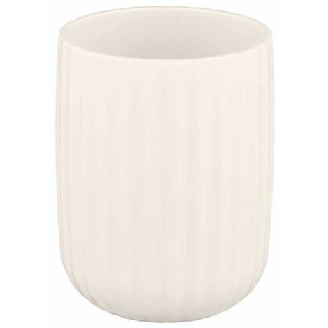 Wenko Bicchiere Porta Spazzolini Agropoli Crema per Spazzolino e Dentifricio in Plastica di Qualità, Modellatura Plastica e Superficie Strutturata, Senza Bisfenolo A, Ø 7,5 X 10 Cm