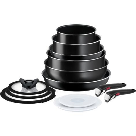 Tefal Ingenio Easy ON L1599243 - Set di pentole e padelle, 13 pezzi, impilabili, con manico rimovibile, salvaspazio, antiaderenti, non a induzione, colore nero (1/4)