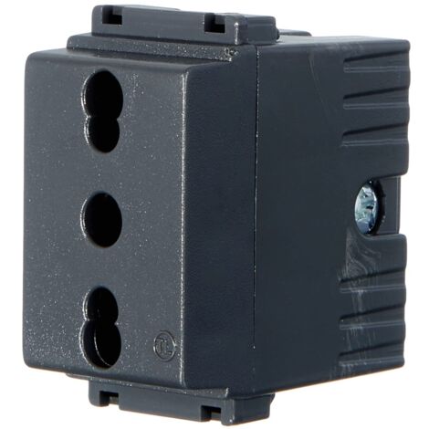 Presa Bivalente Di Sicurezza 10/16A 250V - Nero, Standard Italiano