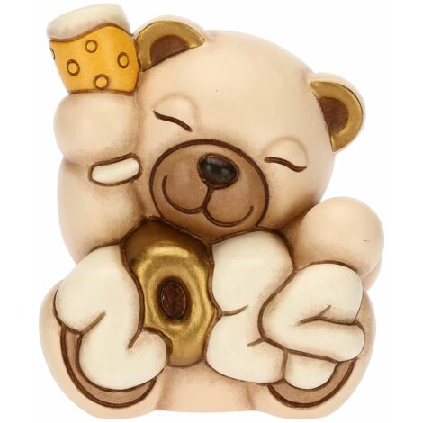 THUN, Teddy Buon Anno 2024 con Calice in Ceramica Decorata a Mano, Addobbo Natalizio, Idea Regalo, 6.7x5.8x6 cm h (1/4)