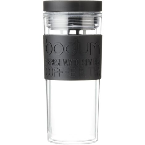 Bodum Set 2 Mug in Vetro Borosilicato Doppia Parete cc300. La valvola idrofoba in Silicone sotto la Tazza, Permette di Regolare la Pressione dell'Aria tra i Due Strati di Vetro e Quella Esterna. (1/3)