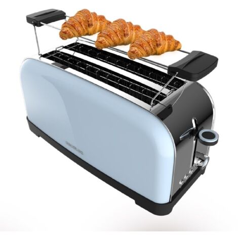 Cecotec Tostapane Vertical 2 Fessure Lunghe Toastin' Time 1500 Blu. 1500 W, 4 Fette di Pane, Fessura Larga 3,8 cm, Supporto per Panini e Vassoio Raccogli Briciole, Acciaio Inossidabile e Blu (1/5)