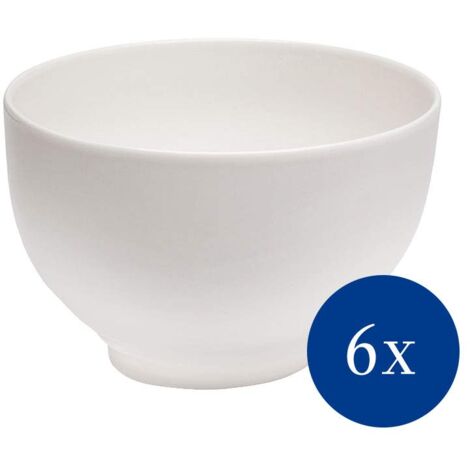 Vivo Design Villeroy & Boch Group - Basic White Ciotola, Servizio di Coppe per Pasti Piacevoli, Porcellana Premium, Bianco, Lavabile in Lavastoviglie, 750 ml, 6 Unità (Confezione da 1) (1/2)