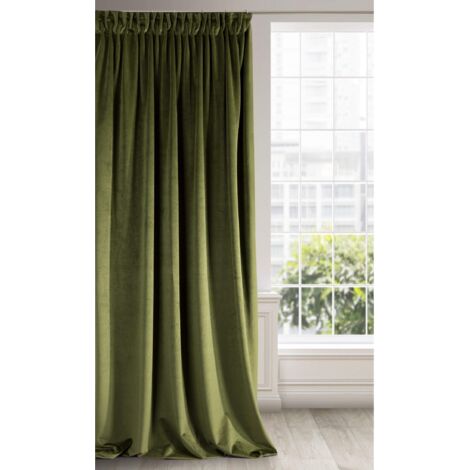 Eurofirany RIA Tenda Oscurante con Fettuccia Arricciatenda - Extra Lunga, Elegante, Tinta Unita per Soggiorno, Camera da Letto, Densità 290 g/m², 140x270 cm, Verde Oliva