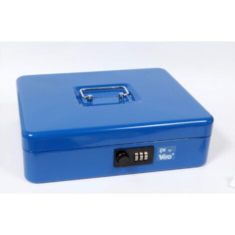 Viro Cassetta di Sicurezza, Portavalori a Combinazione Variabile, Vaschetta Portamonete, Colore Blu, 300x240x88 mm (1/3)