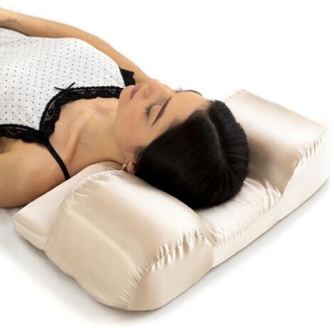 InnovaGoods - Cuscino Cervicale Antirughe Ergonomico in Raso, Multi-Posizione, Antiacne e Anticrespo, Riduzione Russamento, Federa Rimovibile e Lavabile, Multicolore, Foam