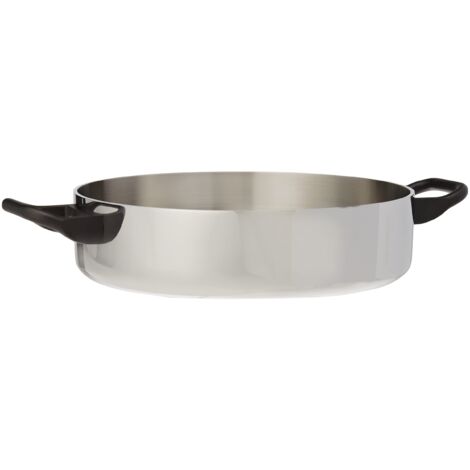 Alessi 90102/24 T Casseruola Bassa a Due Manici, in Trilamina/AISI 430, Alluminio, Acciaio Inossidabile 18/10 (1/5)