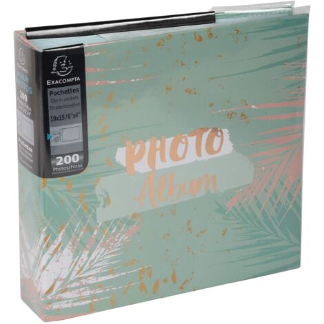 EXACOMPTA Album Foto Tie-Dye 22,5x22 Cm, Capacità 200 Foto, Copertina Protetta, Verde, Formato 10x15