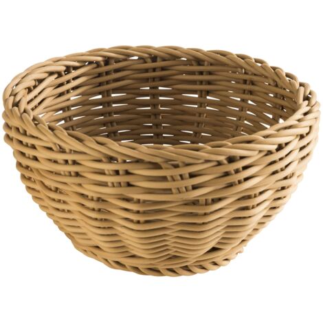 APS "Profi Line" cestino rotondo, cestino in vimini marrone chiaro, cestino in polipropilene, contenitore in vimini, cestino per il pane, cestino per alimenti, diametro Ø 16 cm, altezza 8 cm