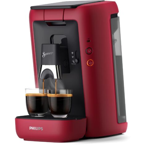 Philips Senseo Maestro Macchina per caffè a cialde con capacità di caffè e funzione memoria, serbatoio acqua da 1,2 litri, prodotto verde, colore: Rosso (CSA260/90)
