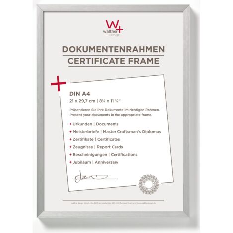 walther design cornice argento 21 x 29,7 cm (DIN A4) Sedia con cornice per documenti in alluminio Telaio in alluminio AJ130S (1/4)