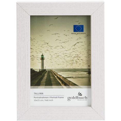goldbuch - Cornice portafoto Tallinn in legno MDF, per foto singola, formato 10 x 15 cm, con supporto da appoggiare e da parete, colore: bianco (1/4)