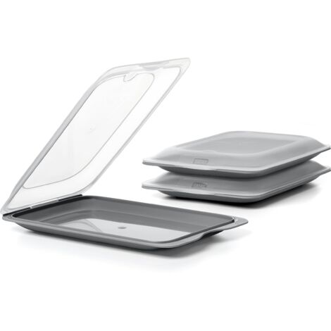 TATAY Set di 3 unità di Contenitori Alimentari per Salumi Fresh, Polypropylene, Anthracite Grey, 17 x 3,2 x 25,2 cm (1/4)